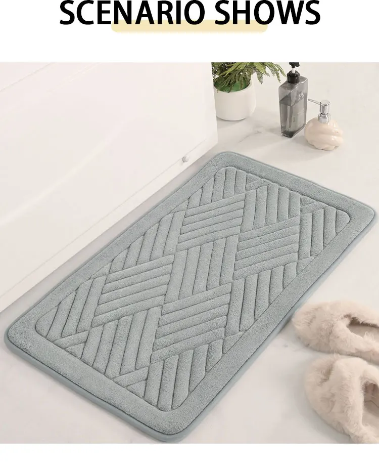 Luxury Embossed Non-Slip Welcome Doormat Super Water Absorption Door Mats Home Hotel Entrance Modern Washable Style Bathroom Mat supplier