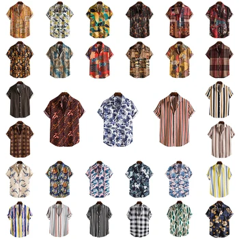 Summer fashion polyester cotton hawaiian shirt men shirts for men casual