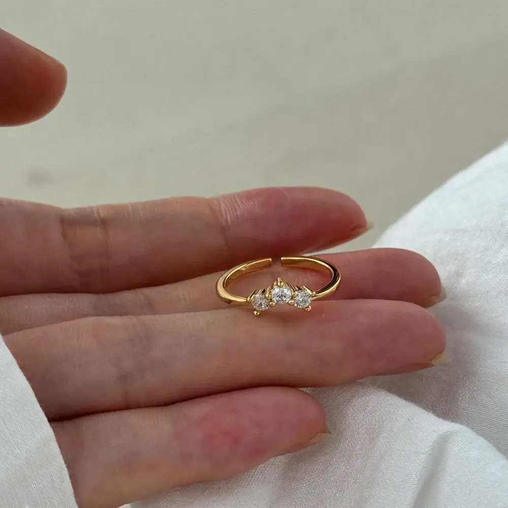 KAKODIY Tri-Zircon Linked Bat Shape Ring Jewelry for Women Wedding Open Adjustable 925 Sterling Silver Ring detail 4