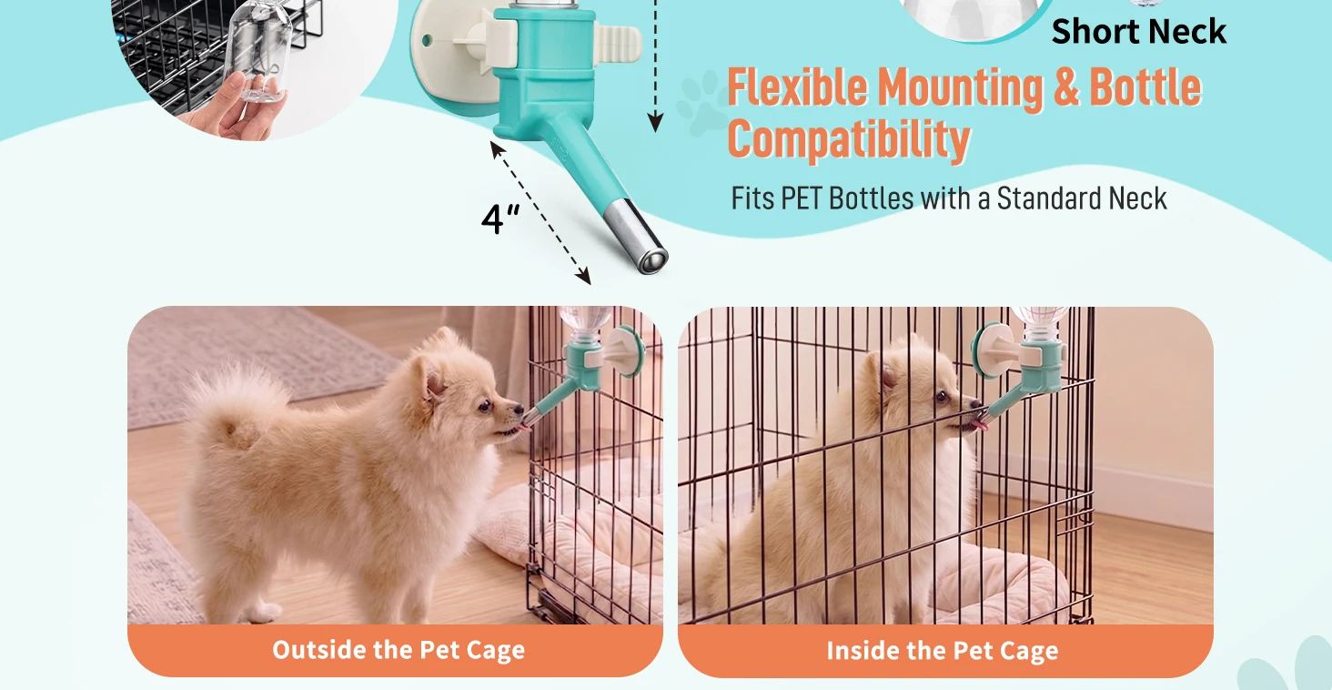 product 330ml small caliber hanging water bottle anti leak ball valve drinking container fresh water supply for hamster bunny-3