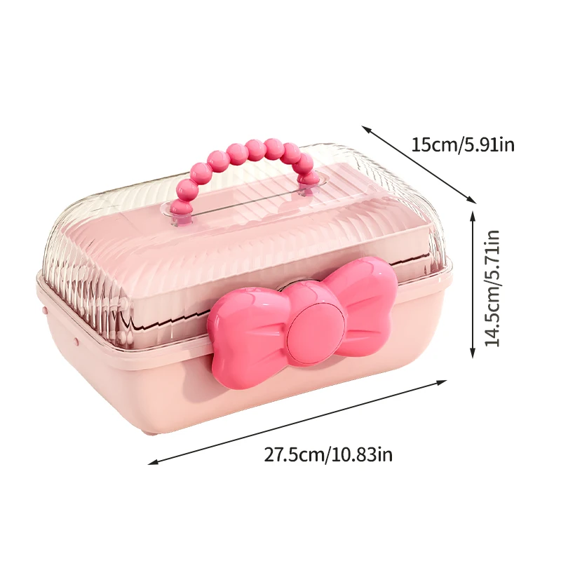 product chengyan 3layer kids teen storage hair accessories organiser buckle box organizer girl dustproof storage boxes  bins with lid-8