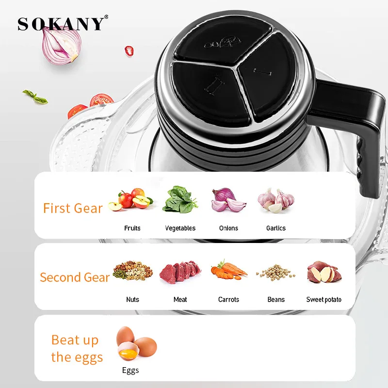 7026 6l 10l 12l Electric Stainless Steel Sokany Pounding Machine Food Processor Chopper Meat Grinder
