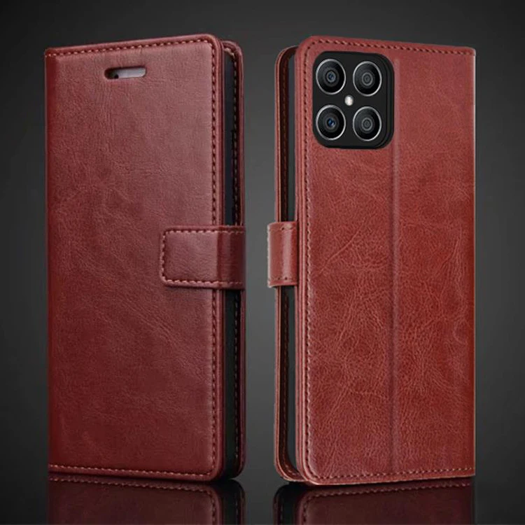 Card Holder PU Leather Cover Case for Honor X8 6.7" 5G 6.5" Flip Cover Retro Wallet Business Case for Honor X8 Fundas Coque details