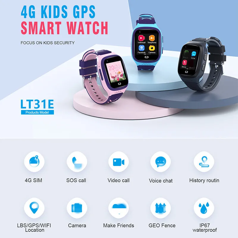 Reloj Teléfono Android B 4G GPS con Tarjeta Nano SIM, Reloj Inteligente a  Prueba de Agua, Teléfono Móvil, Reloj Inteligente para Niños LT31