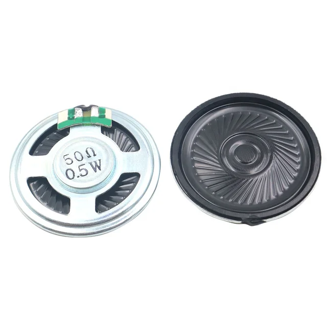 40mm Mylar Speaker 50 ohm 0.5W Speaker 50ohm 0.5 Watt  Inner Magnetic Iron Shell Speaker  for Toy Music Boxes Radio Earphone