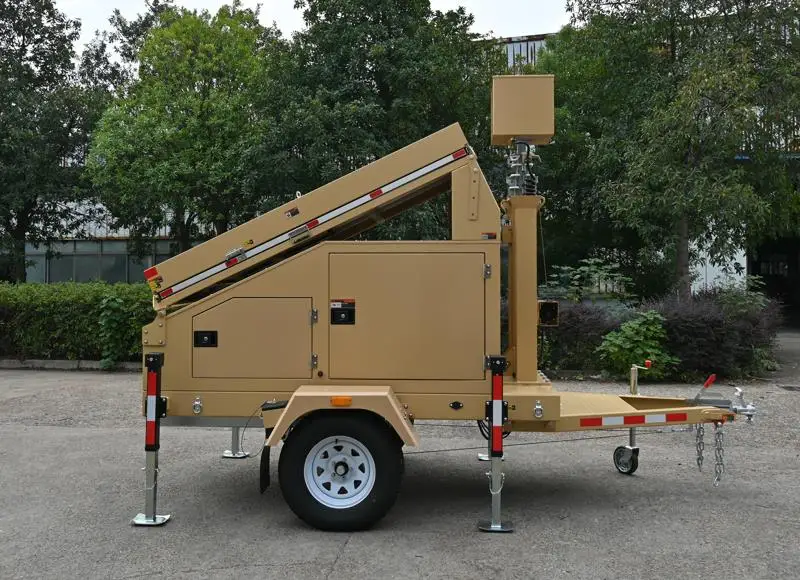 Solar Diesel Hybrid Power Generator CCTV System Tower Mobile Surveillance Trailer