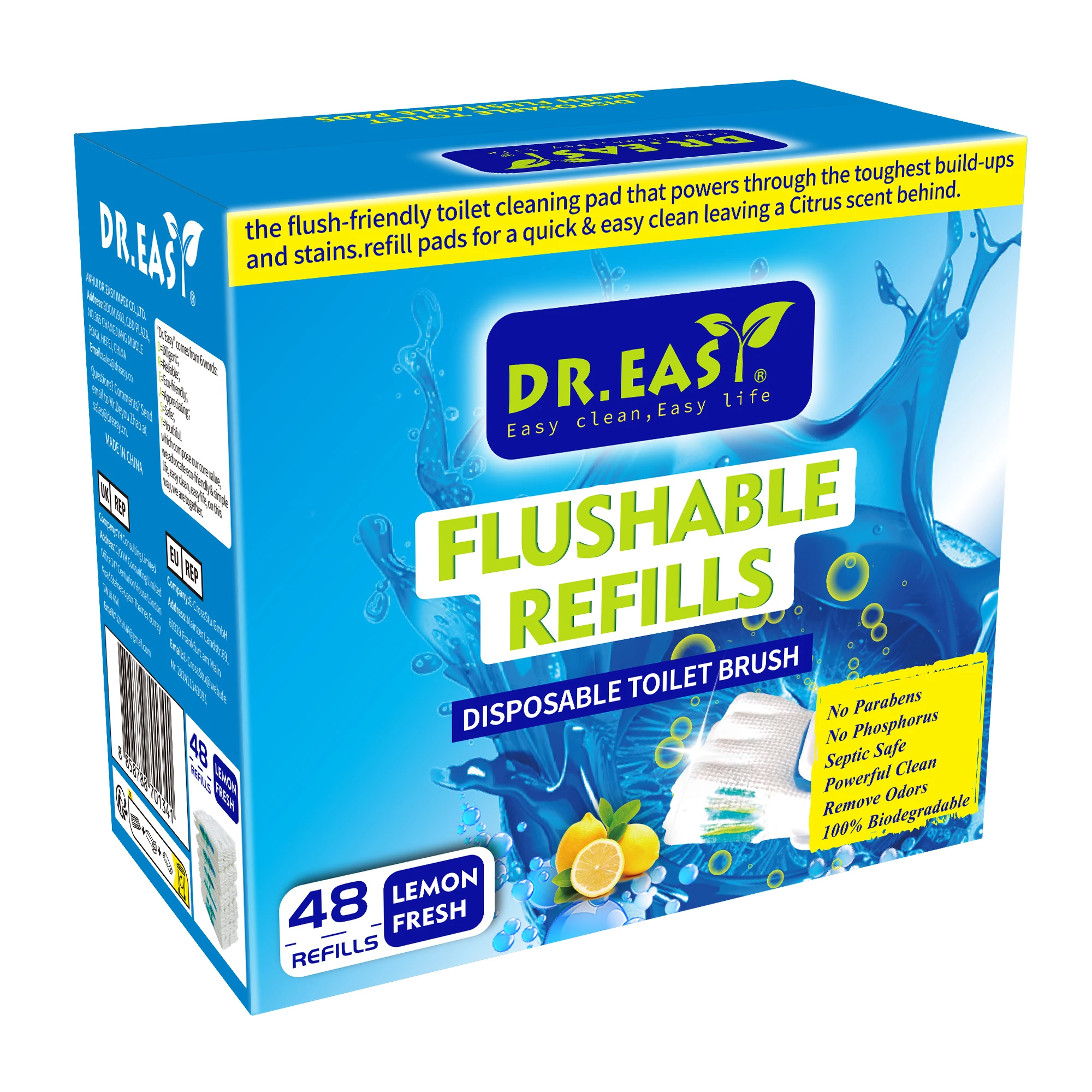 Flashbale Toilet Cleaning Tablets with Lemon-scented Detergent
