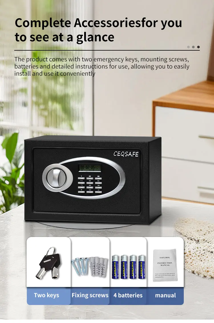 CEQSAFE Hot Sale Popular Office Home Security Electronic Digital Mini Safe Box for Money manufacture
