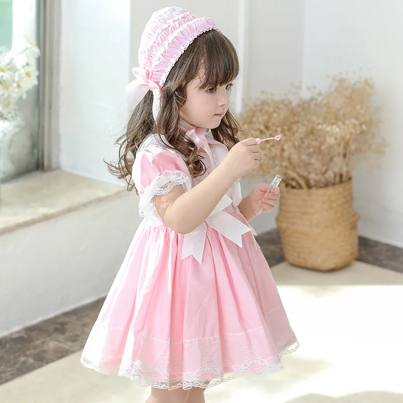 Wholesale C0651 baby spanish dress girls dresses summer pink vintage kids  clothes boutiques wholesale children clothes From m.