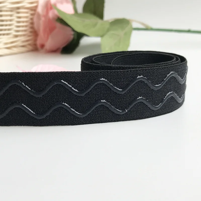 Factory Custom Waterproof Eco-Friendly Nylon Coated Anti Slip Elastic Band Wave Silicone Elastic Webbing