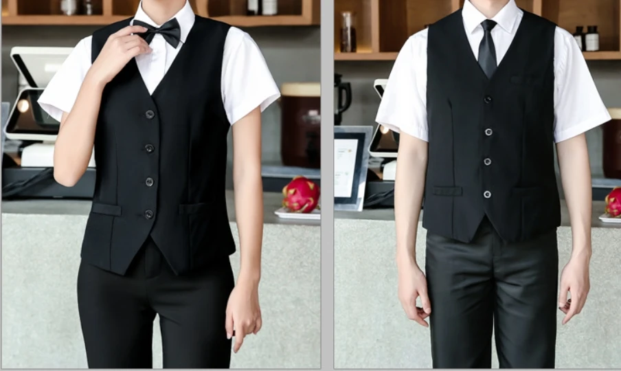 Custom Waiter Vest Bar Reception Party Restaurant Hotel Work Uniform Receptionist Vest Unisex