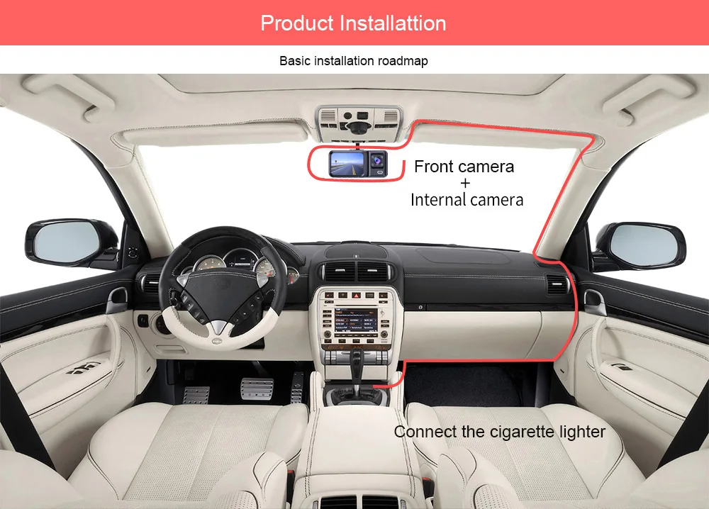 A98 2 İnç WIFI IPS Çift Lens FHD 1080P LED Gece Görüşlü Arka Görüş Kamerası Otomatik Kamera Araba DVR'ı ile Dash Kamera Video Kaydedici