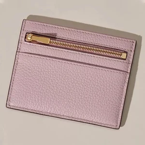 Custom Logo Pebble Leather Ladies Credit Cardholder Zipper Women Slim Card Holder Slip