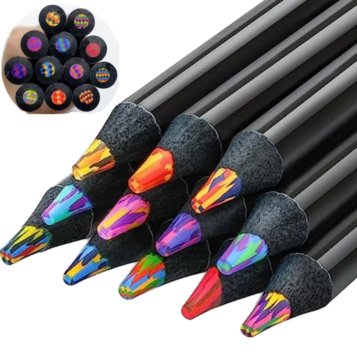 Art Colored Pencils 12 Color Rainbow For Coloring Book Arts Drawing_voghion.com