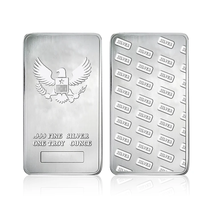 Free Design America Australia Spain Plated Silver Metal Ingot One Troy Ounce 1oz Fake Silver Ingot 1 kg 1 Gram
