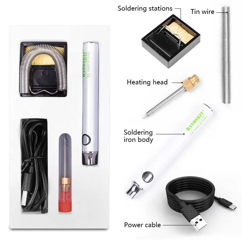USB Charging Soldering Iron 5V 8W Adjustable Temperature Electric Soldering Iron Kit with Soldering Stand Solderng Wire