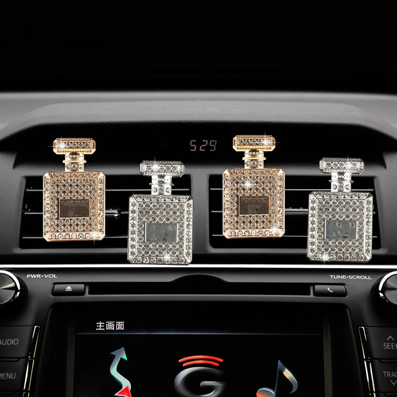 Diamond Perfume Bottle Decor For Car Air Vent Clip Air Freshener In
