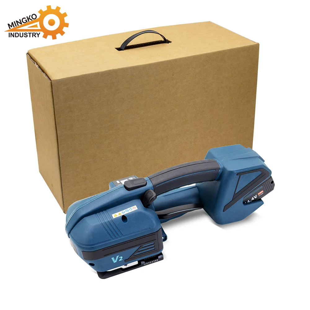 电动电池供电捆扎机床V2 pp带PET塑钢带专用打包机价格