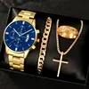 T3504 Set Oro e Blu Tre Occhi + Croce Dorata (Senza Scatola)