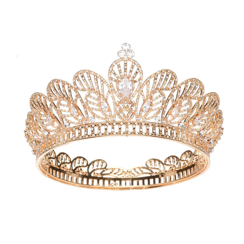 Baroque Golden Leaf Red Crystal Headpieces Hair Accessories Prom Queen Crown Tiara Buy Golden Leaf Crown Baroque Crown Red Crystal Crown Product On Alibaba Com