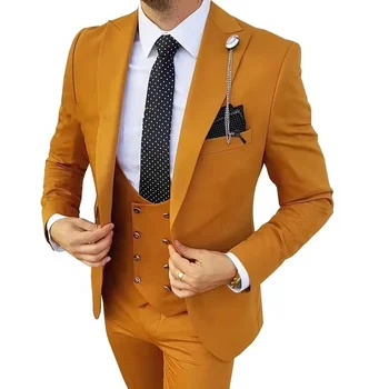 Slim Fit Groom Wedding Business Tuxedo Suit Formal Gentleman 3 Pieces Blazer Designs For Set Men Suits