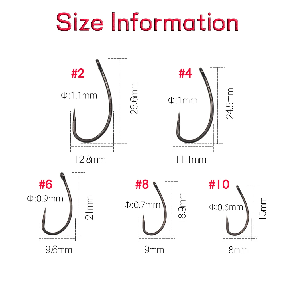 Barbless Carp Fishing Hooks - Circle Curve Shank Non-barb Hook Sizes #2 to #10 for Wholesale Fishing Rigs Barbless Carp Fishing Hooks - Circle Curve Shank Non-barb Hook Sizes #2 to #10 for Wholesale Fishing Rigs