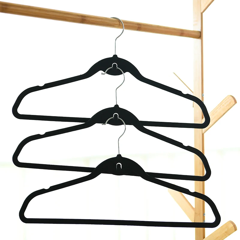 Flocked Non Slip Black Space Saving Velvet Hangers 50 Pack
