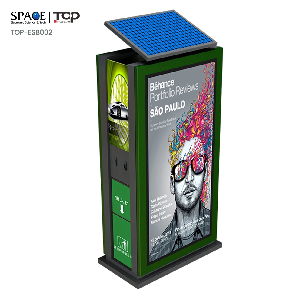 Solar Power Double Side Rectangle Shaped Lamp Pole Sign Board Outdoor Single Side Advertising LED Light Boxes
