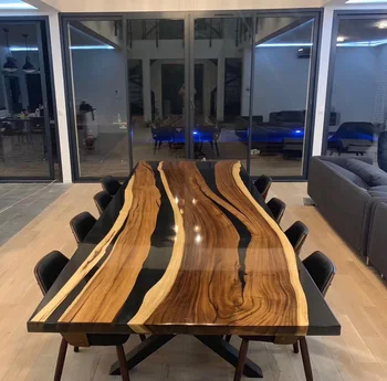 Factory Wholesale Epoxy Resin Conference Table Top with wood slabs 10 feet * 3 feet long big table meeting