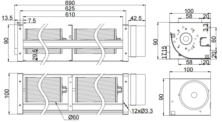 Centrifugal Blower, 60mm, Tangential, 230V, CFM - detail 8