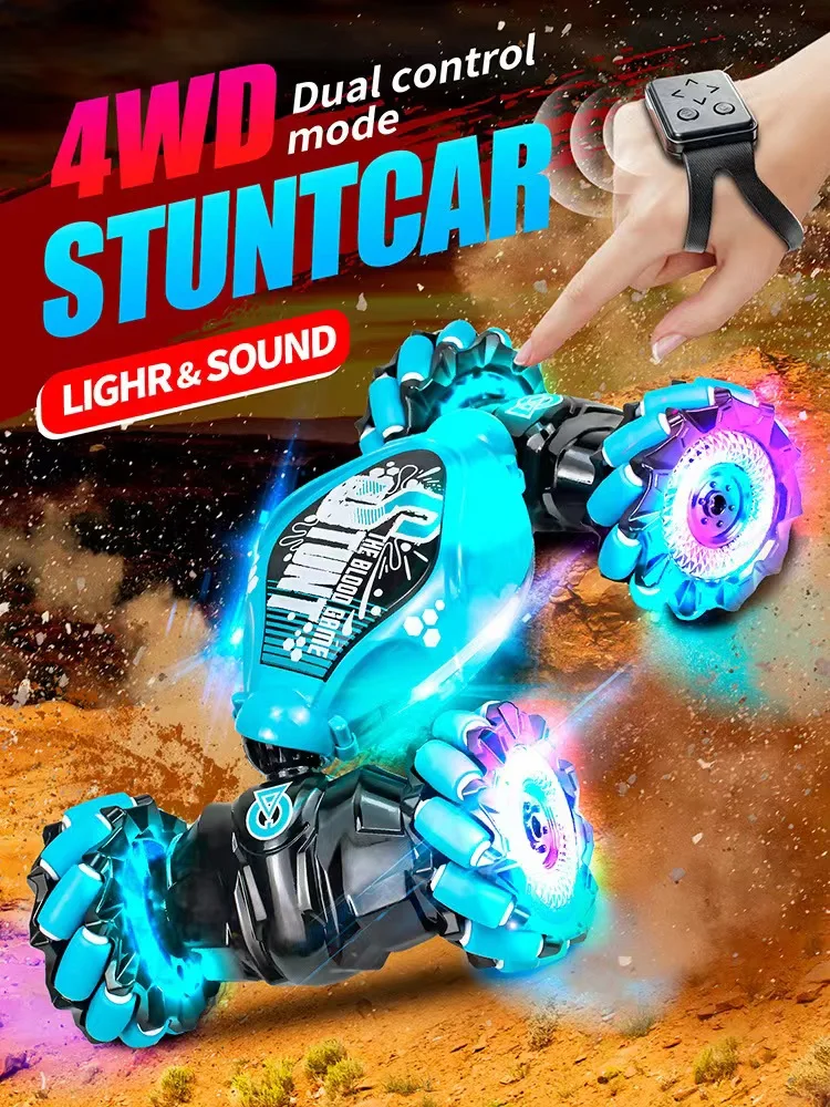 Kaili Rc Twist Car Kids 2.4G High Speed Drift Gesture Watch Remote Control Vehicle Toy Double Sided Stunt Rc Cars with Light