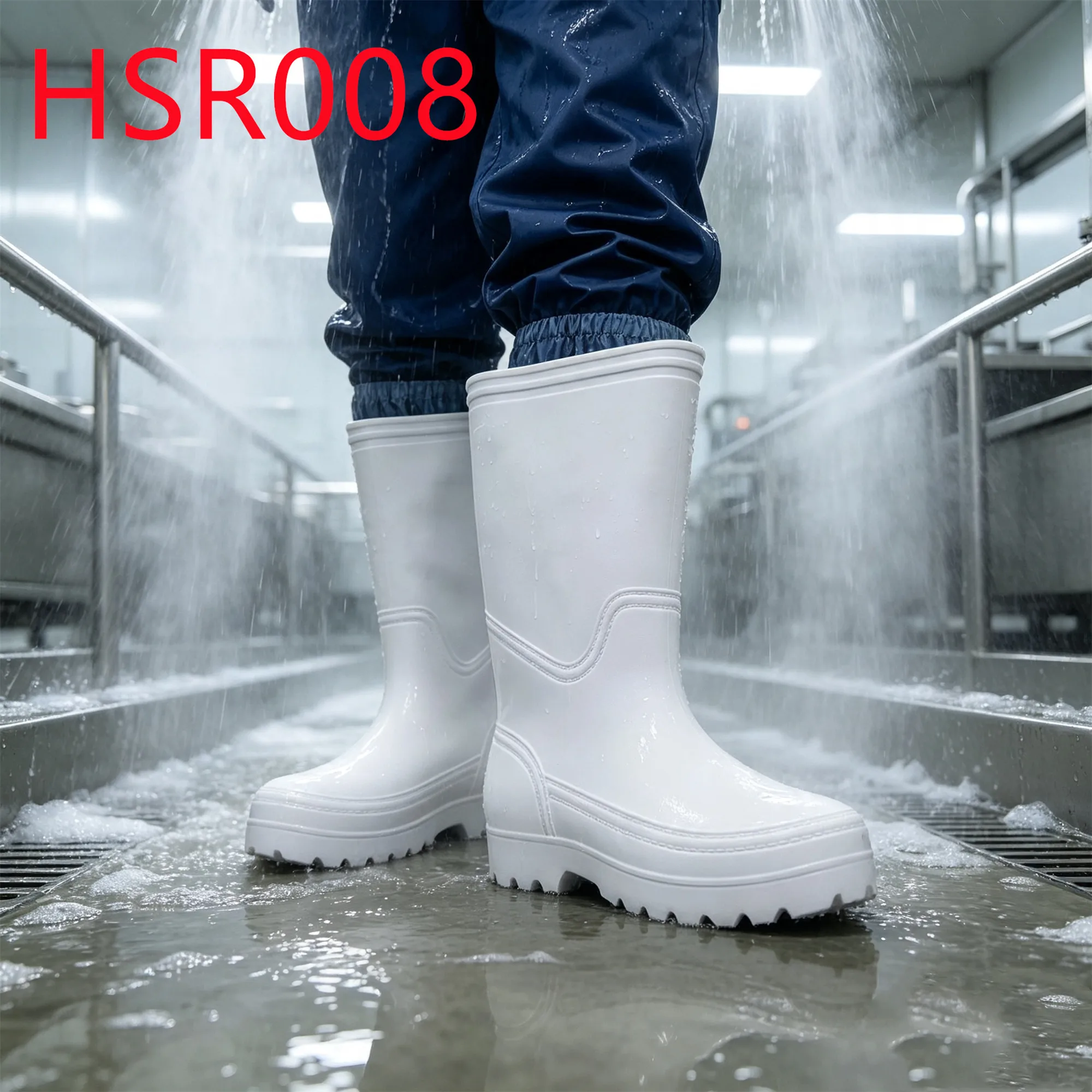 HY,Drawstring Design Easy Washable Red/yellow/green/black Work Boots EVA One-shot Molding Rain Boots With Wool Lining HSR008