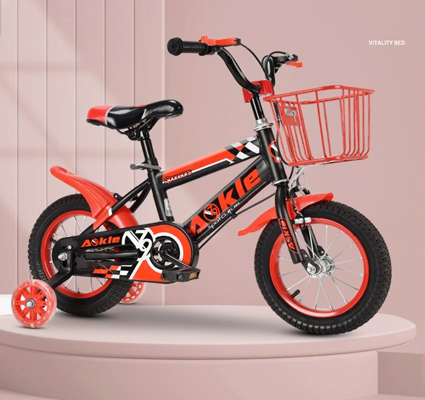 Hochwertiges Kinder-Vierrad-Fahrrad mit Schiebestange zum Selbstlauflernen  fr Outdoor-Sport