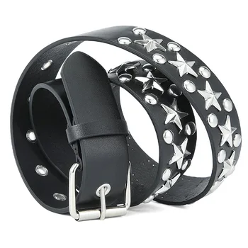 Y2K Star Studded Rivet Belt - Punk Rock Metal PU Leather