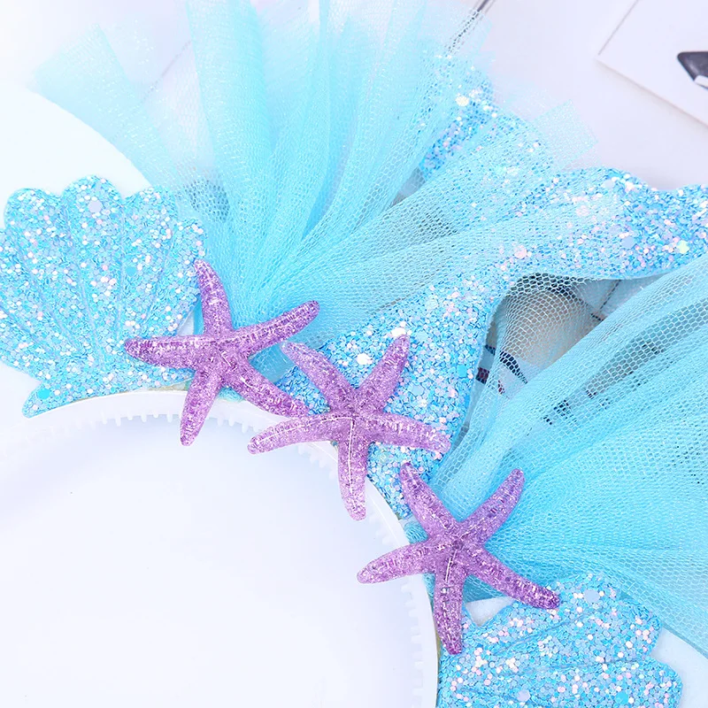 GAFATORY Blue Baby Elastic Headband With Pearl Seashell Starfish...