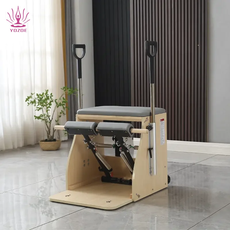 Stable Wooden Pilates Pro Chair Spring Reformer Sports Studio and Home Wunda Pilates Chair