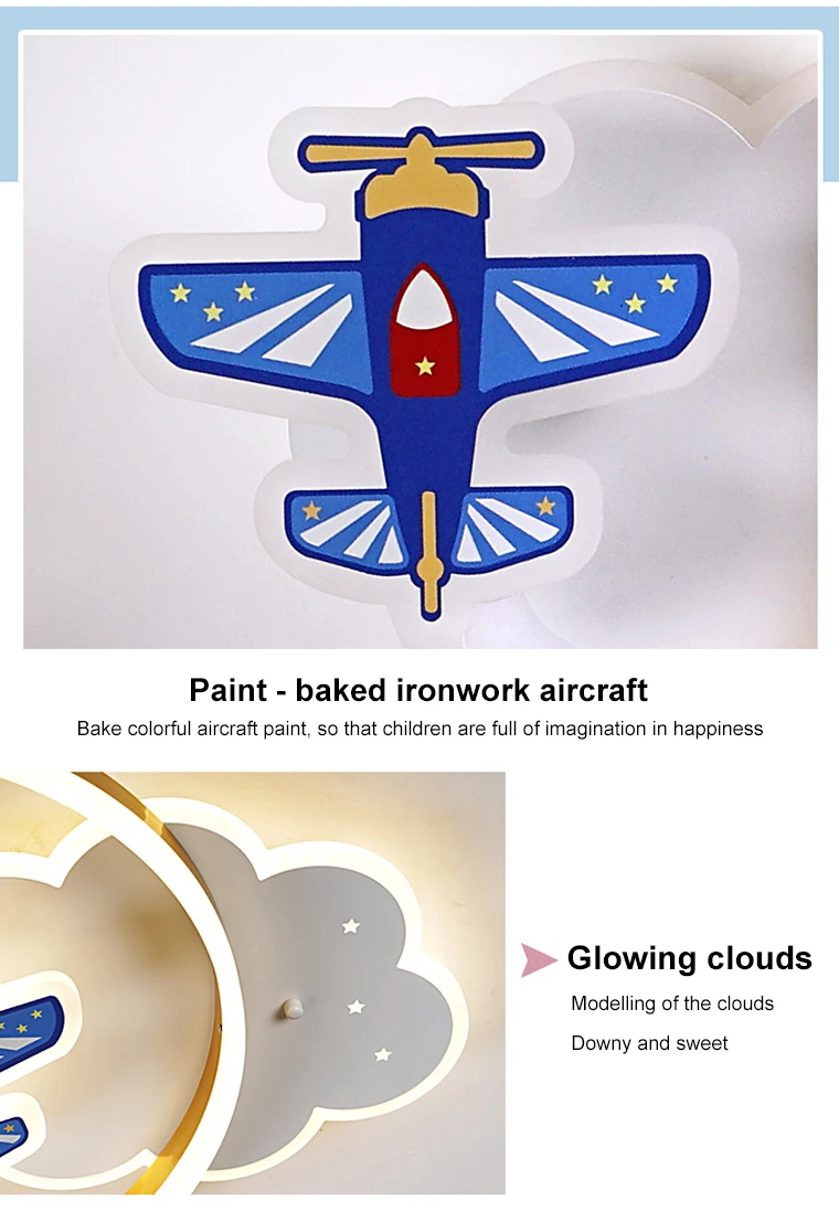 Airplane cloud ceiling lamp eye protection modern minimalist creative cartoon boy bedroom room light