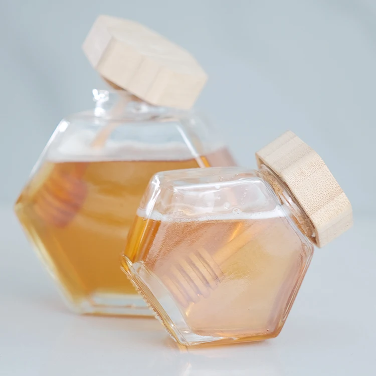 High Quality 100ml 220ml 380ml Food Grade Glass Honey Jar With Wooden Cork
