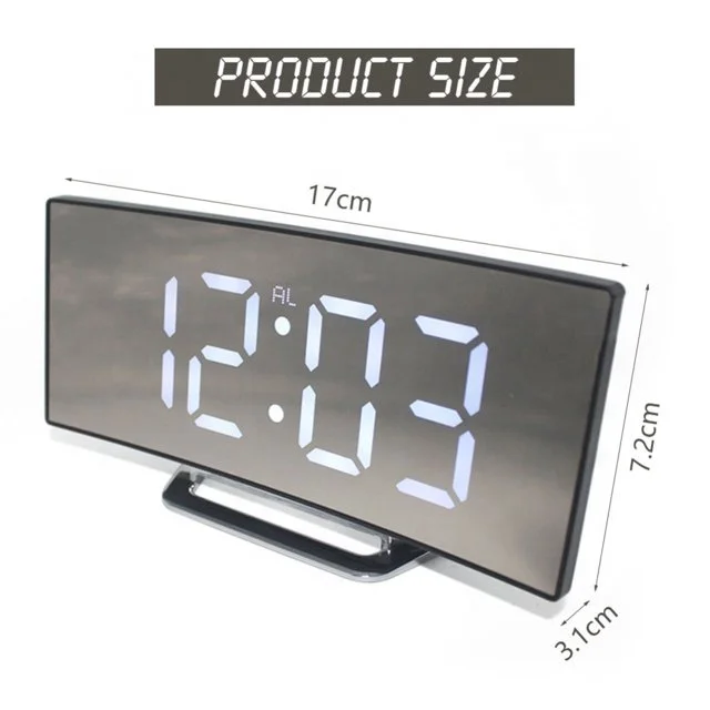 New Creative Large Screen Curved Led Large Display Electronic Calendar Day Digital Mirror Alarm Clock Home Decor Gif