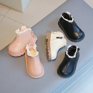 Wholesale New Design Winter Autumn Kids Snow Casual Boots Non-Slip Soft Children's Leather Shoes