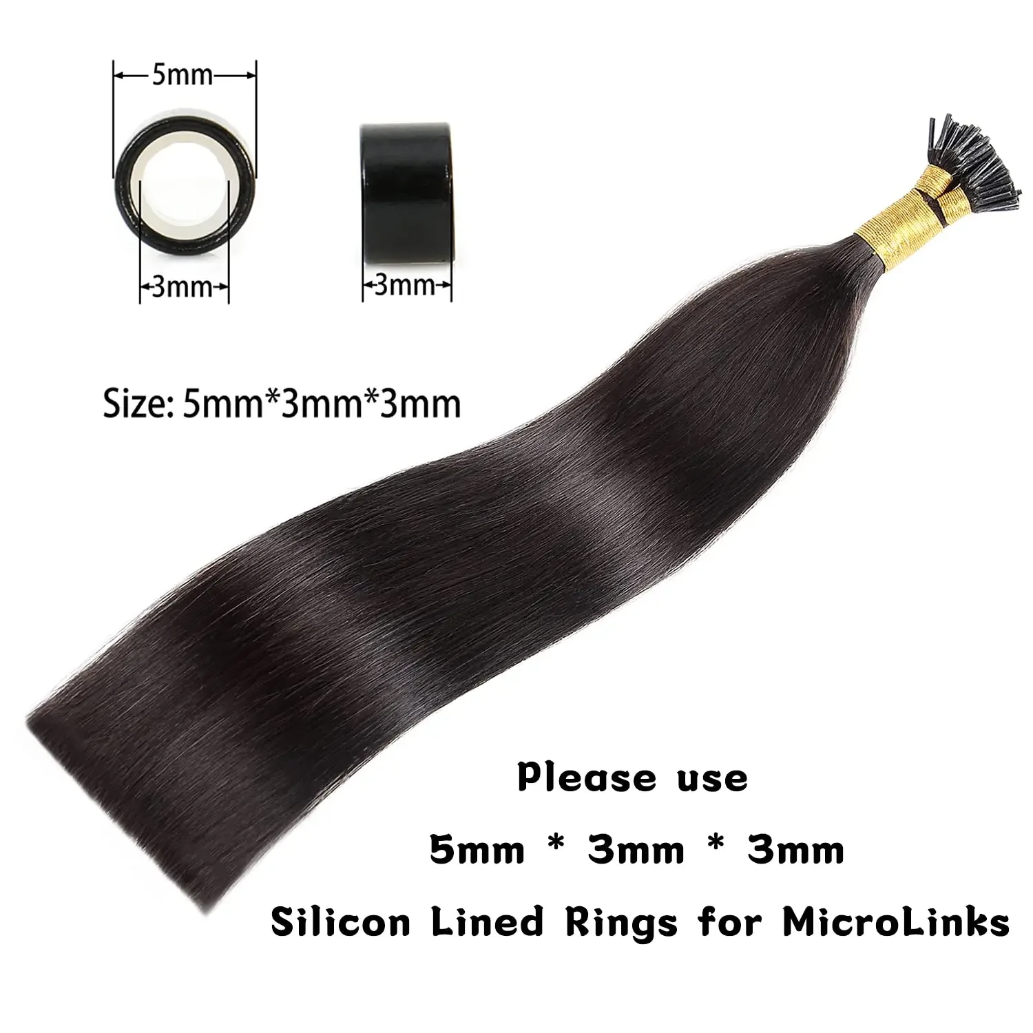I-Tip-Extensions aus Echthaar, Schwarz, Nr. 1b, 50 g, 50er-Set_voghion.com