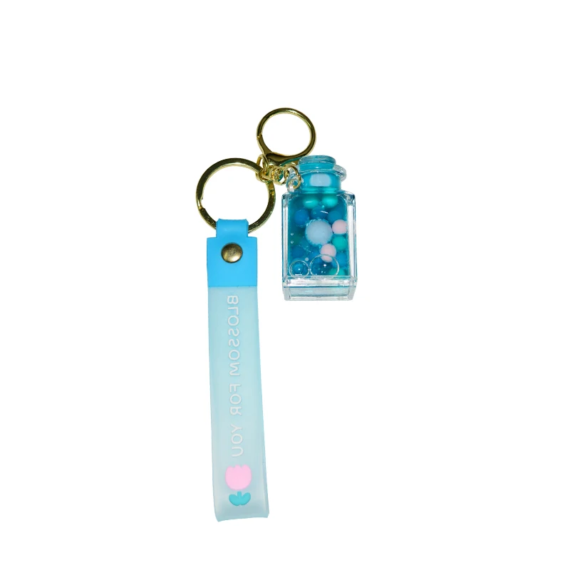 Acrylic Keyring Key Chain Ring Oil Floating Little Cartoon Bubble Boba Quicksand Liquid Keychain