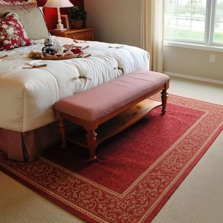 Factory Wholesale Bedside Area Rug Custom Logo Washable Hotel Bedroom Rugs Classic Durable Soft Lobby Room Bed Mats With Low MOQ