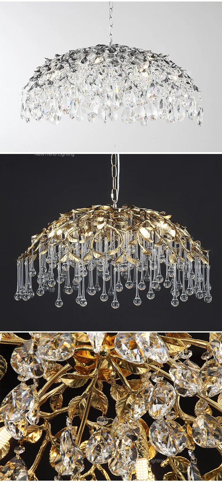lc qm08 contemporary indoor decoration villa home living room dining aluminum crystal modern led branch chandelier-2