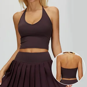 Roregal Fitness Halter Sleeveless Breathable Yoga Crop Top  Women Workout Yoga Vest Outfit Wear