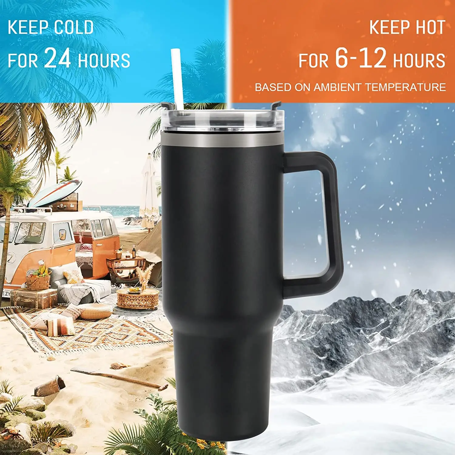 40oz Tumbler With Handle V2 Stainless Steel Water Bottle Car Cup Keep ...