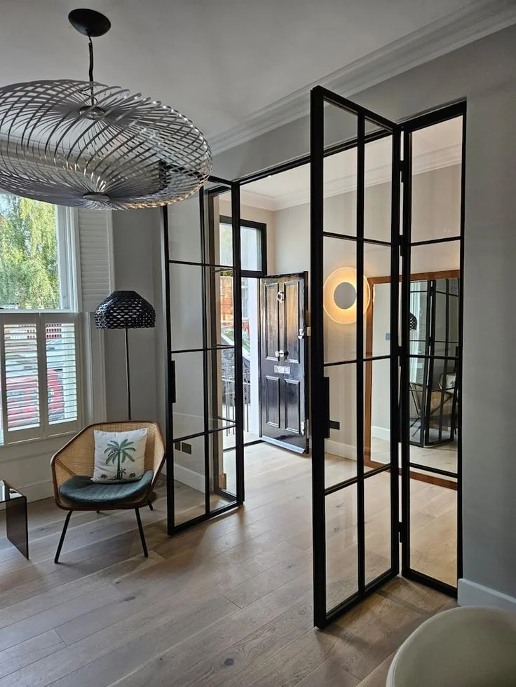 French Design Steel Looked Aluminum Frame Glass Hinged Door for Interior/exterior