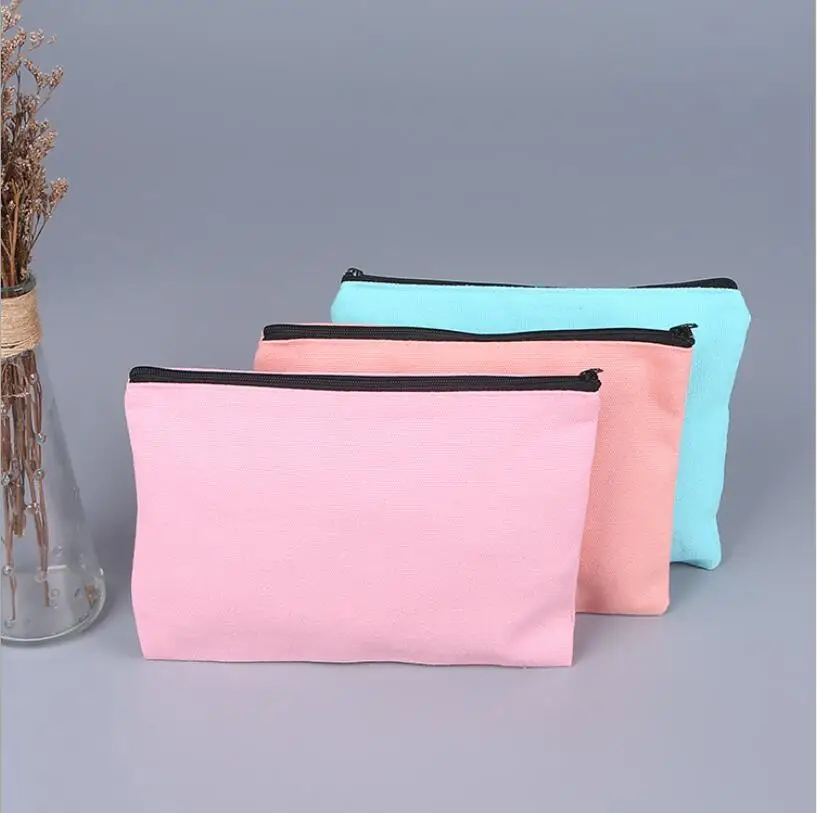 Wholesale Color Cotton Canvas Zipper Pouch With Logo Print Pencil Case