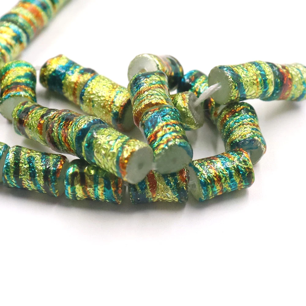 Rectangular 6x10mm Bulk Glass Green Beads Column Shape Stock for Sale for Jewelry Making Decorative Purposes Lampwork Material