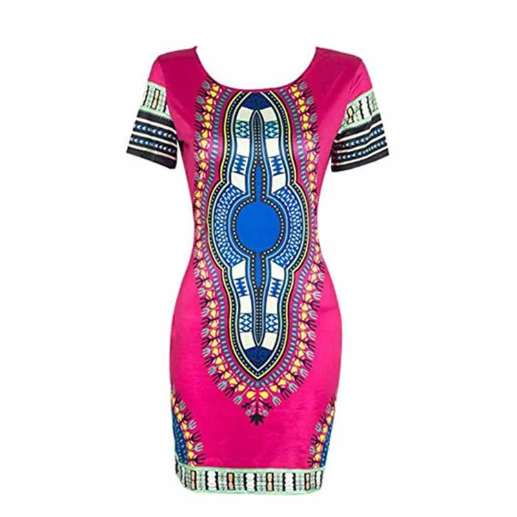 african print stretch dress